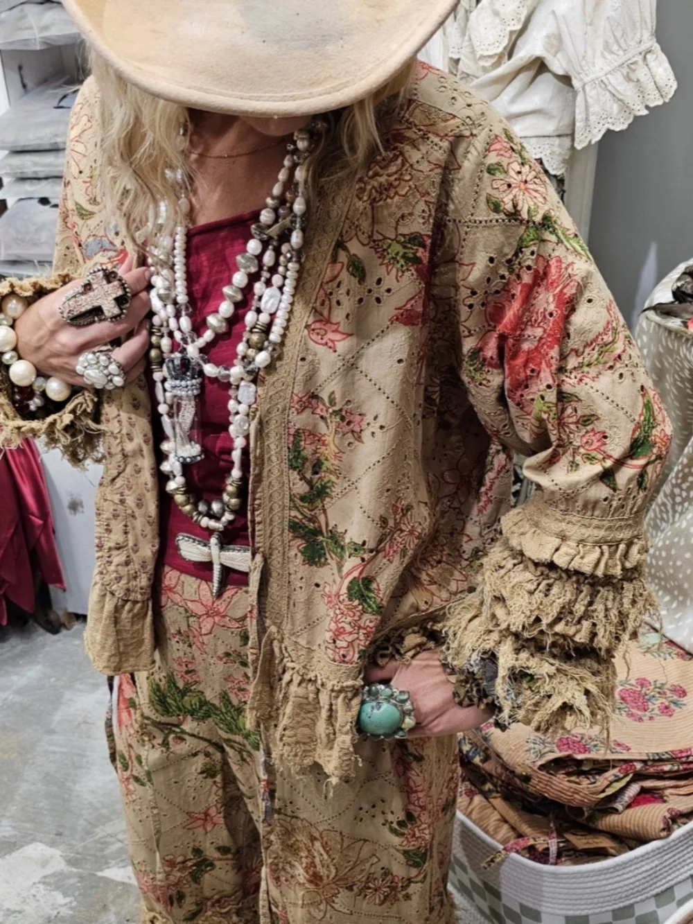🎉 A RARE BIRD “TATTERED FLOWER “ A RARE BIRD HAND MADE TATTERED FLOWER JACKET
